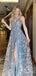 Elegant V-neck Spaghetti Strap Split Side A-line Long Prom Dress,Evening Dress,PD37694