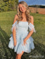 Elegant Off-Shoulder Spaghetti Strap A-line Short Homecoming Dress, HD3236