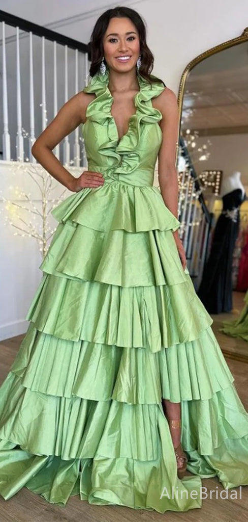 Gorgeous V-neck Backless Split Side A-line Long Prom Dress,Evening Dress,PD37713