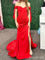 Sexy Red Off-Shoulder Split Side Mermaid Long Prom Dress,Evening Dress,PD37729