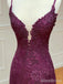 Elegant V-neck Spaghetti Strap Lace Mermaid Long Prom Dress,Evening Dress,PD37744