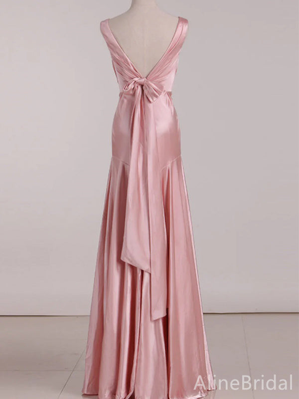 Elegant V-neck Pink A-line Long Prom Dress,Evening Dress,PD37749