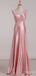 Elegant V-neck Pink A-line Long Prom Dress,Evening Dress,PD37749