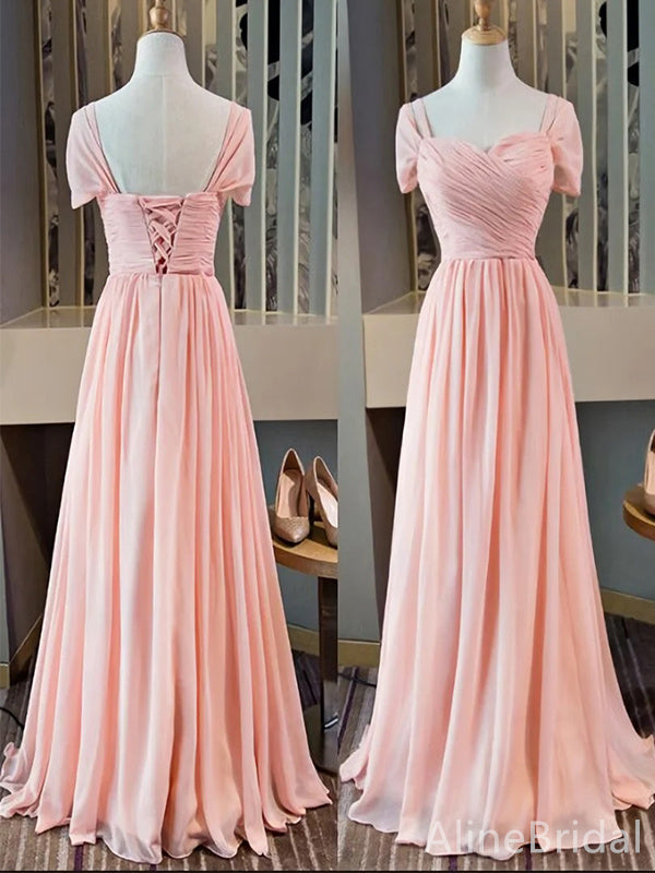 Elegant Pink Chiffon A-line Long Prom Dress,Evening Dress,PD37752