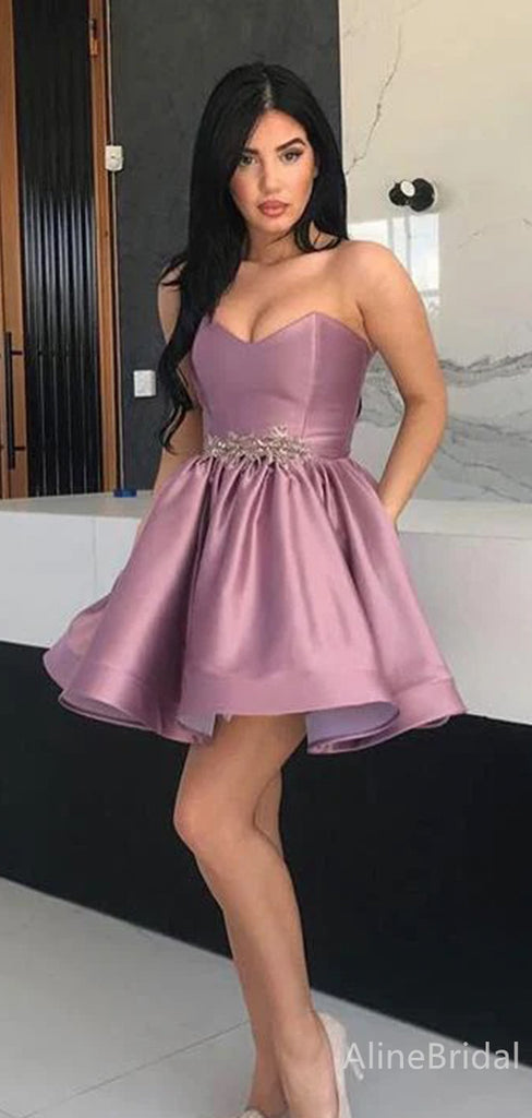 Elegant V-neck Strapless A-line Short Mini Homecoming Dress, HD3241