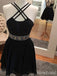 Elegant Black A-line Short Mini Homecoming Dress, HD3242