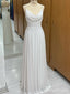 Elegant White Spaghetti Strap A-line Long Prom Dress,Evening Dress,PD37792