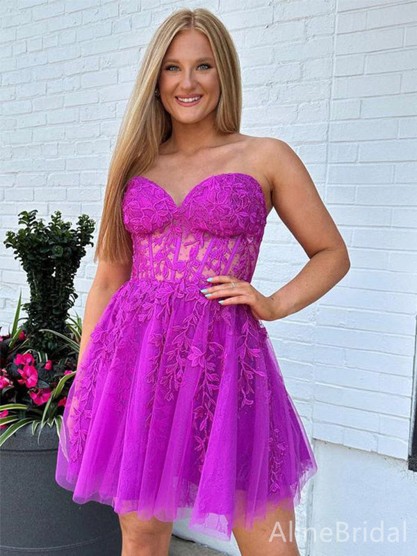 Elegant Sweatheart Strapless A-line Short Mini Homecoming Dress, HD3259