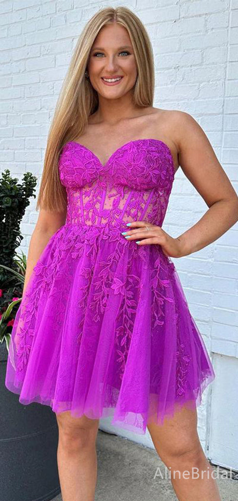 Elegant Sweatheart Strapless A-line Short Mini Homecoming Dress, HD3259