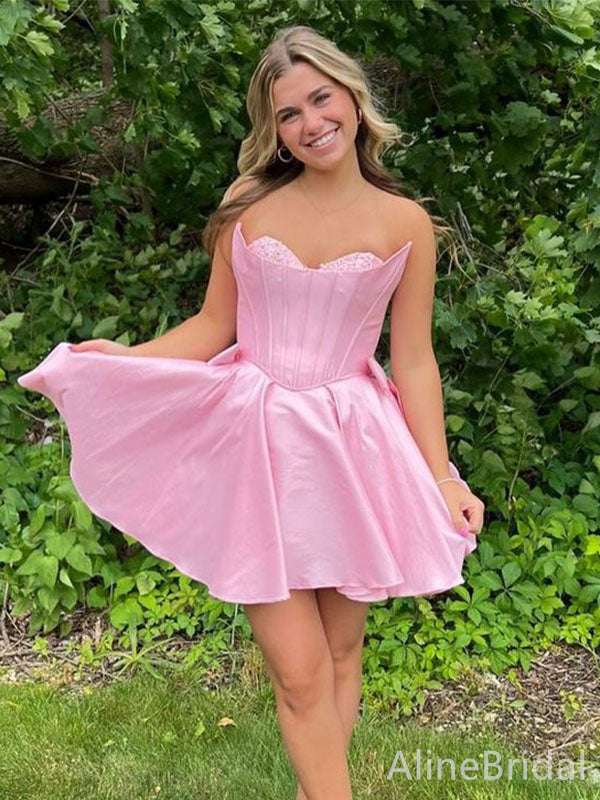 Sexy Strapless A-line Short Mini Homecoming Dress, HD32641