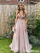 Sexy V-neck Spaghetti Strap A-line Long Prom Dress,Evening Dress,PD37780