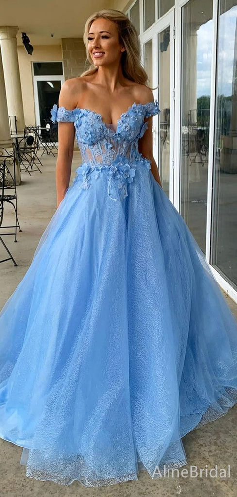 Elegant V-neck Off-Shoulder A-line Long Prom Dress,Evening Dress,PD37815