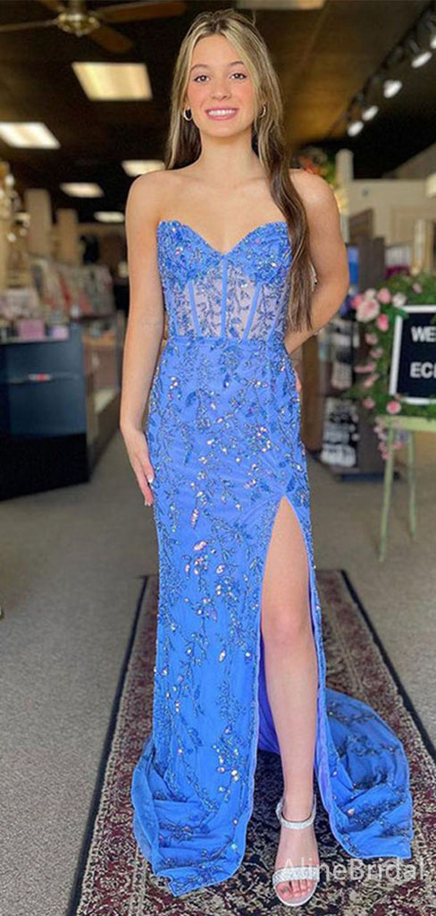 Elegant V-neck Strapless Mermaid Long Prom Dress,Evening Dress,PD37818