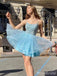 Elegant Spaghetti Strap Sequins A-line Short Mini Homecoming Dress, HD3124