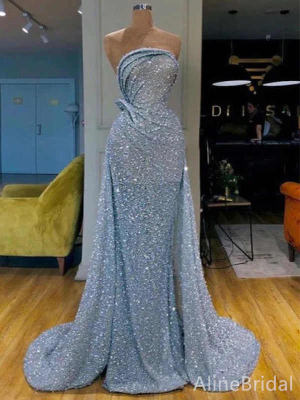 Sparkly Strapless Mermaid Long Prom Dress,PD37898