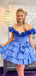 Elegant V-neck Off-Shoulder A-line Short Mini Homecoming Dress, HD32677