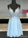 Elegant V-neck Spaghetti Strap A-line Short Mini Homecoming Dress, HD32692