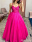 Elegant V-neck Spaghetti Strap A-line Long Prom Dress,PD37905