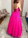 Elegant V-neck Spaghetti Strap A-line Long Prom Dress,PD37905