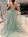 Sexy V-neck Backless Split Side Lace A-line Long Prom Dress,PD37910