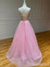 Elegant V-neck Spaghetti Strap A-line Long Prom Dress,PD37921