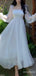 Elegant White Long Sleeves A-line Long Prom Dress,PD37947