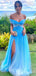 Elegant V-neck Off-Shoulder Split Side A-line Long Prom Dress,PD37955