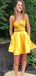 Elegant V-neck Spaghetti Strap A-line Short Homecoming Dress, HD32757