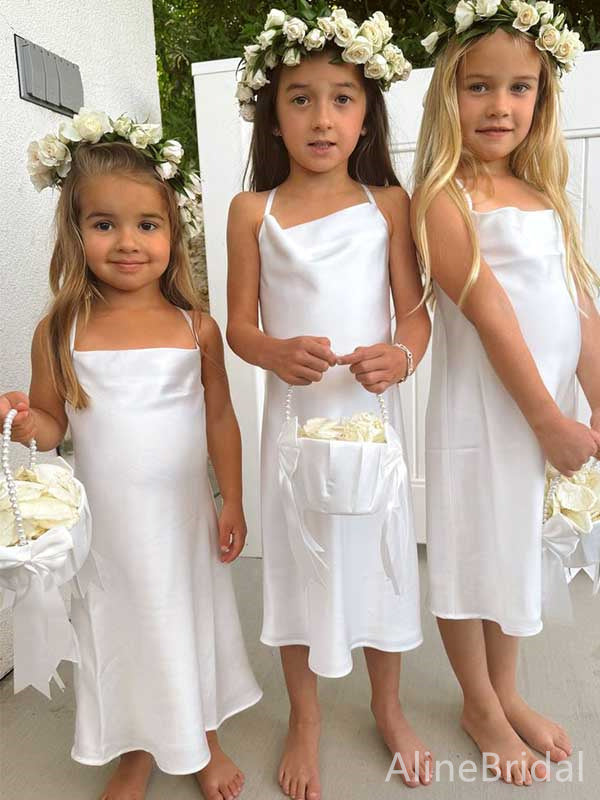 Elegant Spaghetti Strap A-line Long Flower Girl Dresses, FGS159