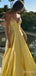 Elegant V-neck Spaghetti Strap A-line Long Prom Dress, PD3681