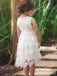 Elegant White Lace A-line Long Flower Girl Dresses, FGS160