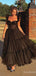 Elegant Black Sweatheart A-line Long Prom Dress,PD38003