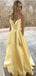 Simple V-neck Spaghetti Strap A-line Long Prom Dress,PD38016