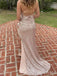 Sparkly V-neck Spaghetti Strap Split Side Mermaid Long Prom Dress,PD38029