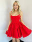 Simple Red Spaghetti Strap A-line Short Homecoming Dress, HD327985