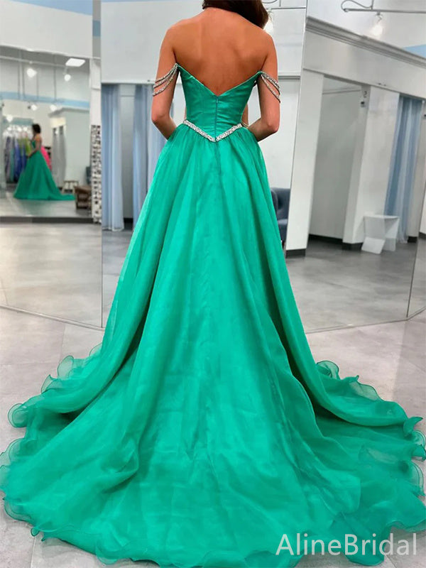 Elegant V-neckOff-Shoulder A-line Long Prom Dress,PD38043