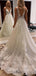 Elegant V-neck A-line Long Wedding Dresses,WD3057