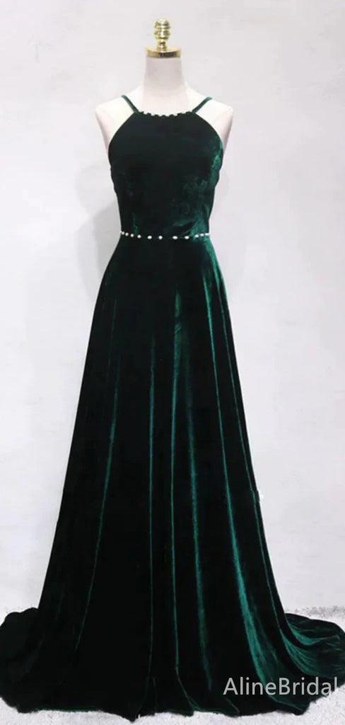 Elegant Dark Green A-line Long Prom Dress,PD38057