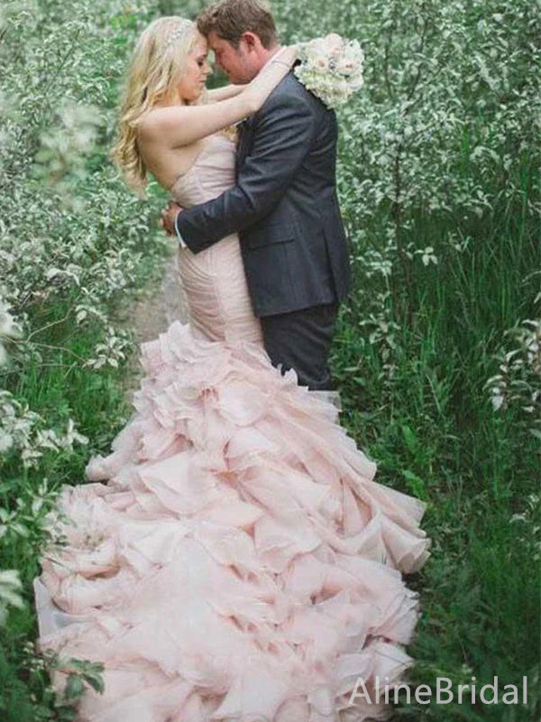 Gorgeous Sweetheart Strapless Mermaid Long Wedding Dresses,WD3090