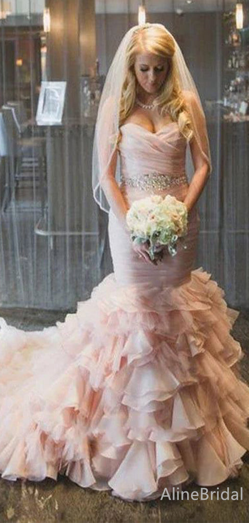 Gorgeous Sweetheart Strapless Mermaid Long Wedding Dresses,WD3090