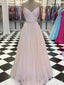 Elegant V-neck Spaghetti Strap A-line Long Prom Dress,PD38067