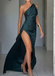 Elegant One Shoulder Split Side Mermaid Long Prom Dress,PD38127