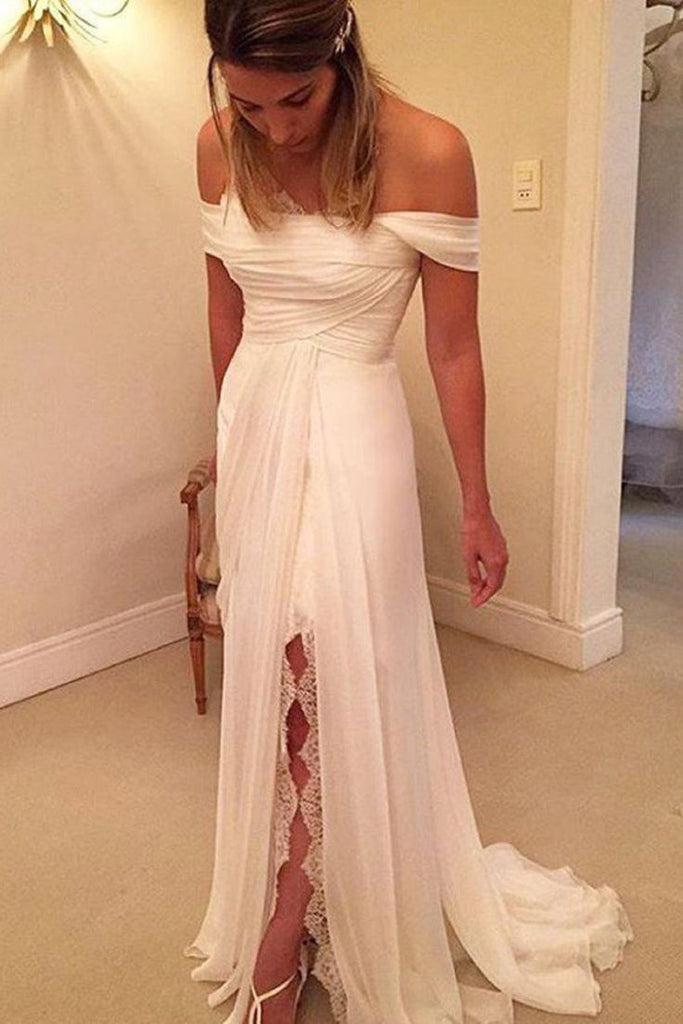 Sexy Sweetheart Off The Shoulder Top Side Slit Sheath Wedding Party Dresses, WD0092