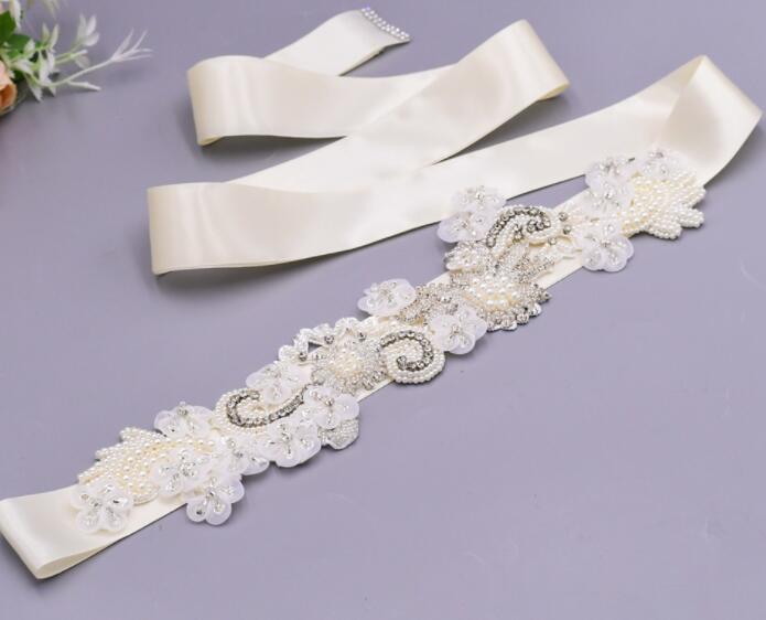 Bridal Pearl Beaded Wedding Belt Handmade Sash for Women Formal Evening  Dress 
