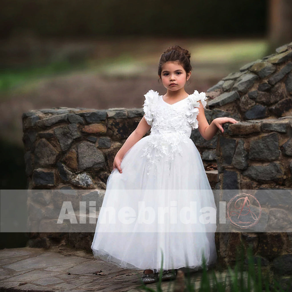 Girls Elegant Classic Princess Style Cuffed Half Sleeves Ball Gown – Mia  Bambina Boutique