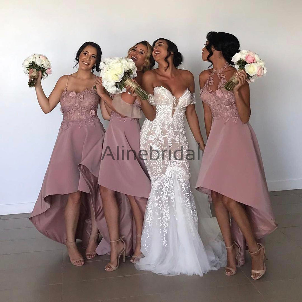black bridesmaid dresses with pink sash