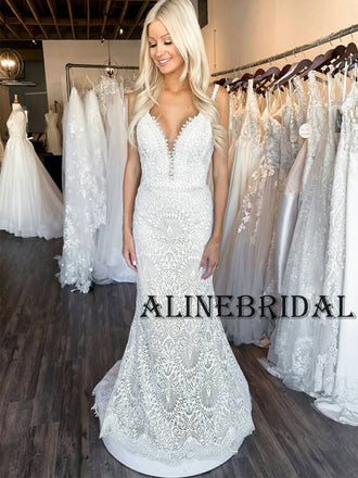 Ivory lace Sweetheart Strapless Mermaid Charming Wedding Dresses, AB15 –  AlineBridal