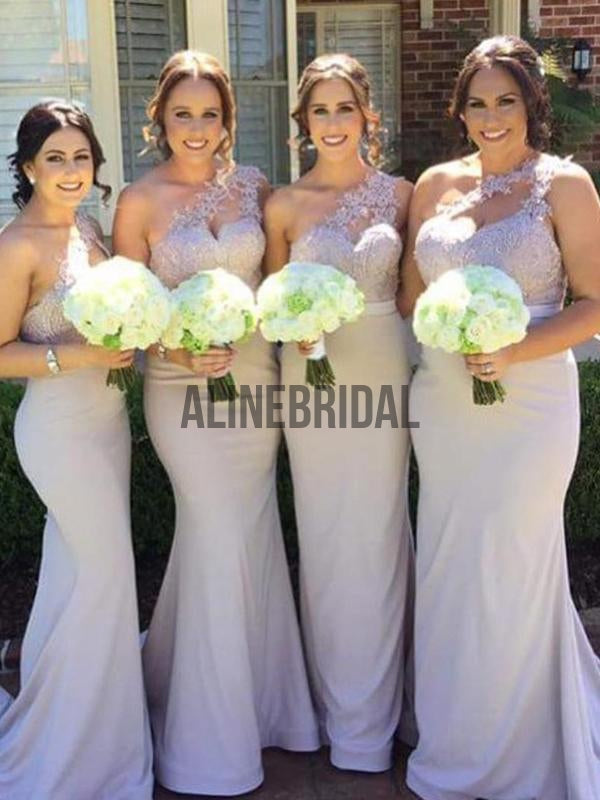 Mermaid Dark Gray Bridesmaid Dresses Cap Shoulder Pleat Wedding
