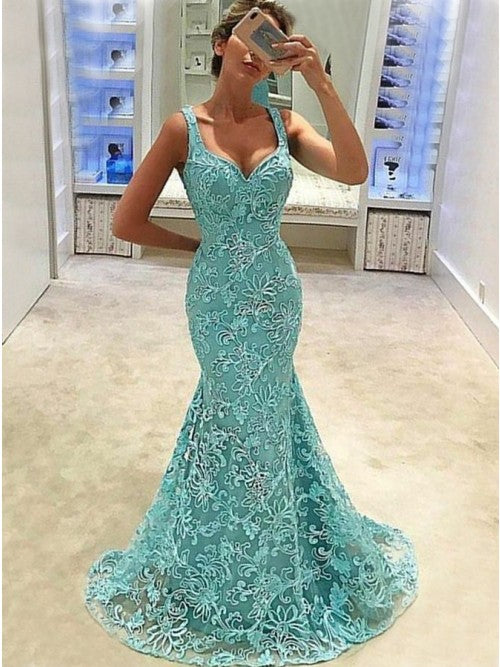 Light Blue Lace Off the Shoulder Long Prom Dresses, Light Blue Lace Fo –  Lwt Dress
