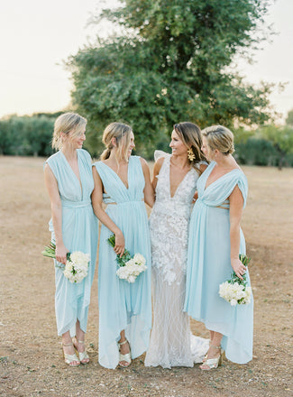 dark sky blue bridesmaid dresses